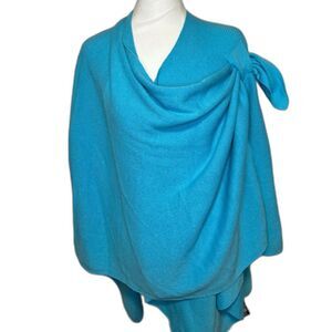 Charming Charlie Solid Teal Ruana Wrap Sweater Shoulder Strap Stylish Womens